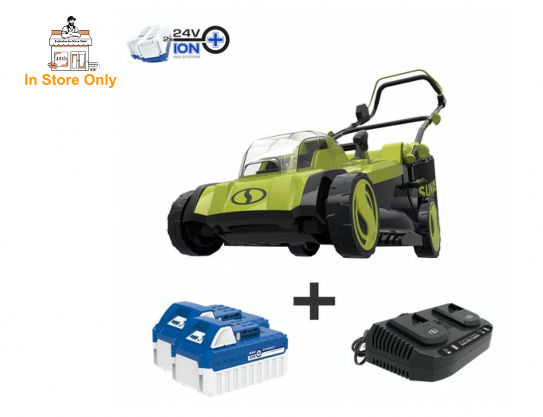 Restored Sun Joe 24V-X2-17LM | In-Store Exclusive | 48V iON 17 in Cordless Mulching Lawn Mower | W/Grass Catcher | Green (Refurbished)