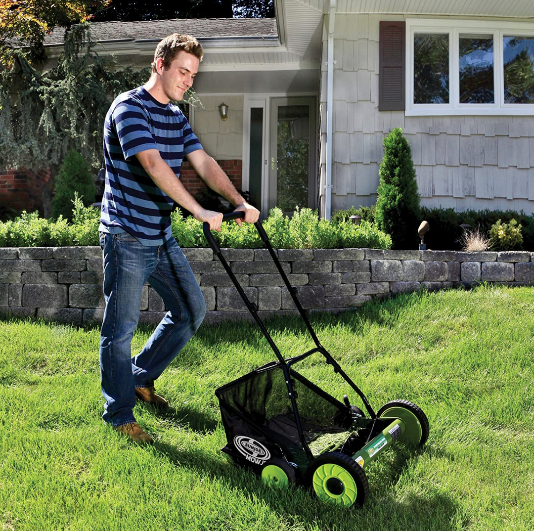 Restored Sun Joe MJ502M | In-Store Exclusive | Manual Reel Mower W/ Grass Catcher | 20-inch | 9-Position Refurbished