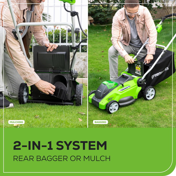 Restored Greenworks LMF317 | 40V 16" Cordless Push Lawn Mower | 4.0Ah Battery & Charger Included | Some Cosmetic Wear (Refurbished)