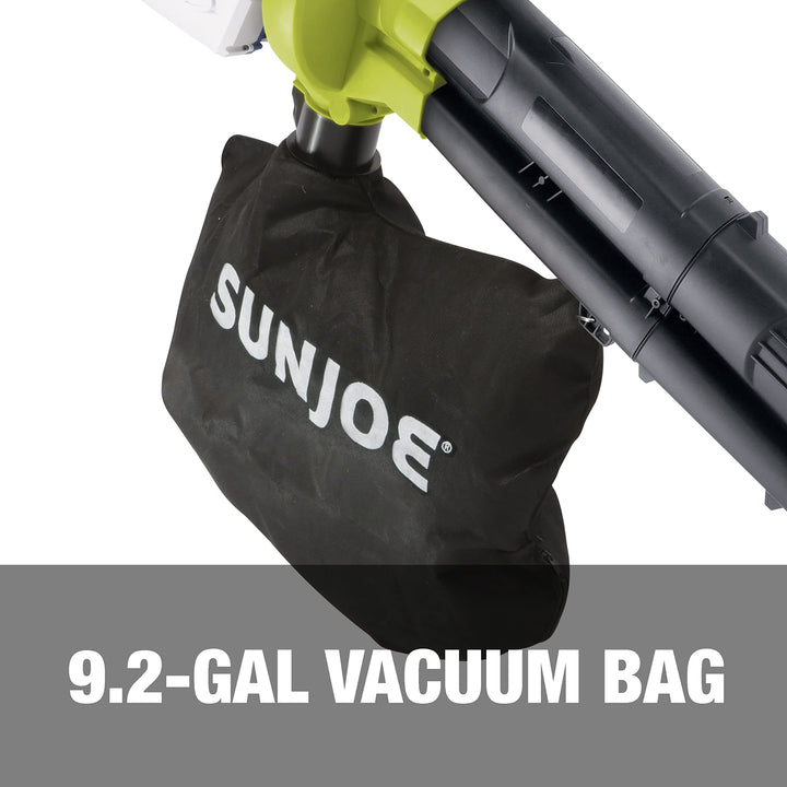 Restored Sun Joe 24V-X2-BVM190 | Cordless Leaf Blower Vacuum Mulcher Kit | 48-Volt iON+ | 190-MPH | 340-CFM | W/ 2 x 4.0-Ah Batteries + Charger (Refurbished)