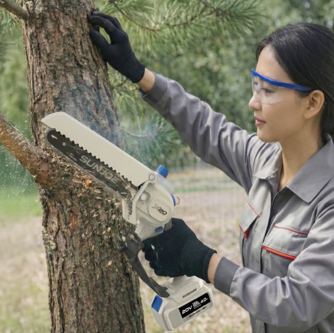 Restored Sun Joe 20V Cordless X20 Handheld Pruning Saw | 6-inch | 550W Brushless Motor | W/ 4.0-Ah Battery + Charger | Black (Refurbished)