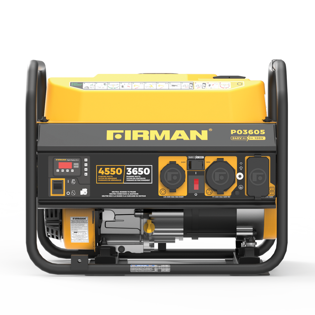 Restored Firman Gas Portable Generator P03605 | 4550W | Recoil Start | 120/240V | Versatile Outlets | Generator Only (Refurbished)