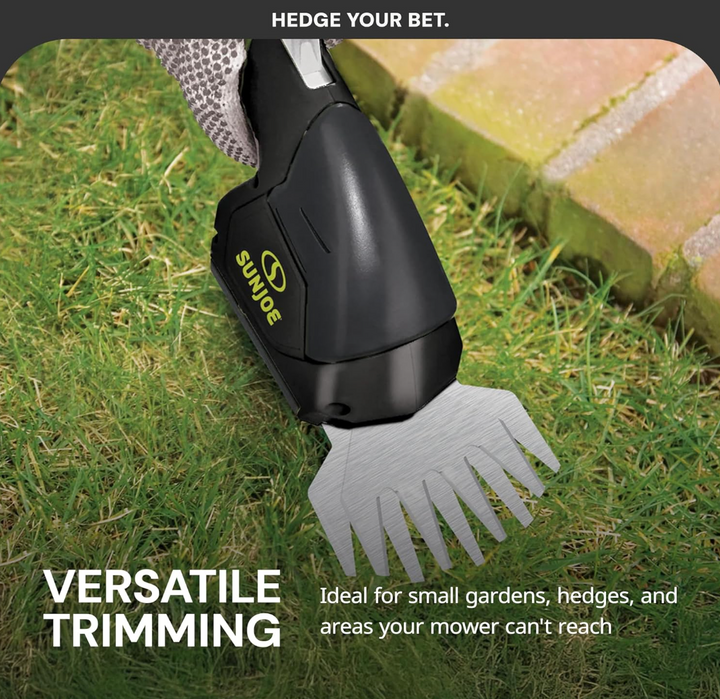 Sun Joe HJ604C 7.2-Volt 2-in-1 1250-RPM Cordless Grass Shear / Shrubber Handheld Trimmer, Rechargeable On-board Lithium-Ion Battery and Charger Included | Used Like New