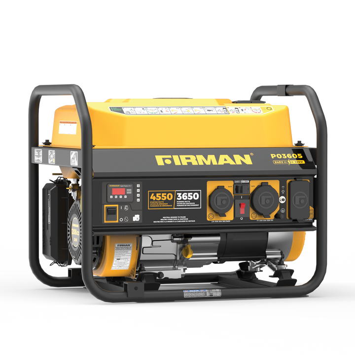 Restored Firman Gas Portable Generator P03605 | 4550W | Recoil Start | 120/240V | Versatile Outlets | Generator Only (Refurbished)