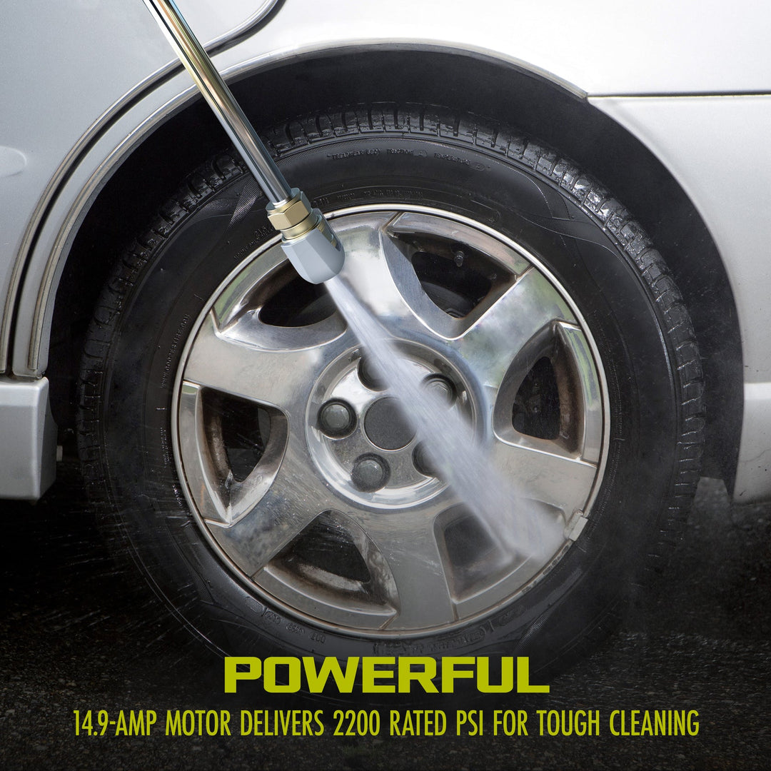 Restored Sun Joe SPX3000-QW2 Electric Pressure Washer W/ Wheels | 7-Pc Accessory Kit | 14.9-Amp | 2200 Rated PSI | 1.1 Rated GPM (Refurbished)