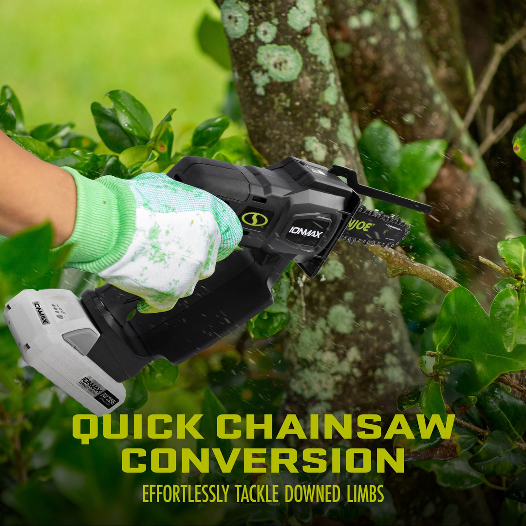 Restored Sun Joe 24V-HCSWP-6-LTE | 24-Volt* IONMAX Cordless Telescoping Pole Pruning Saw Kit | 4000 RPM | W/ 2.0-Ah Battery + Charger (Refurbished)