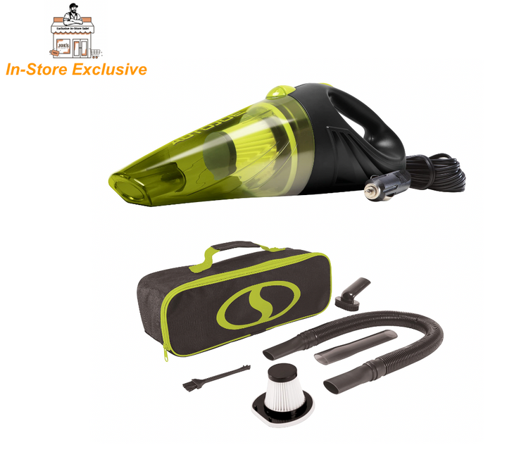 In-Store Exclusive | Auto Joe ATJ-V501 | 12-Volt Portable Car Vacuum Cleaner | Includes 16-Foot Cable, Interior Auto Detailing Accessory Kit, HEPA Filter x2 and Storage Bag (Open Box)