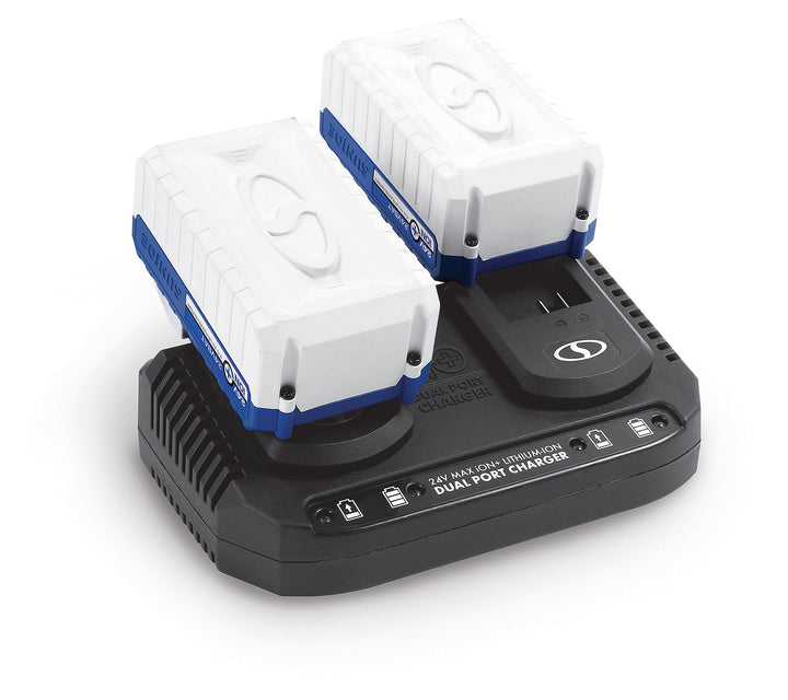 Snow + Sun Joe 24 Volt Bundle (2) 4.0-Ah Batts and Dual Quick Charger (Open Box)