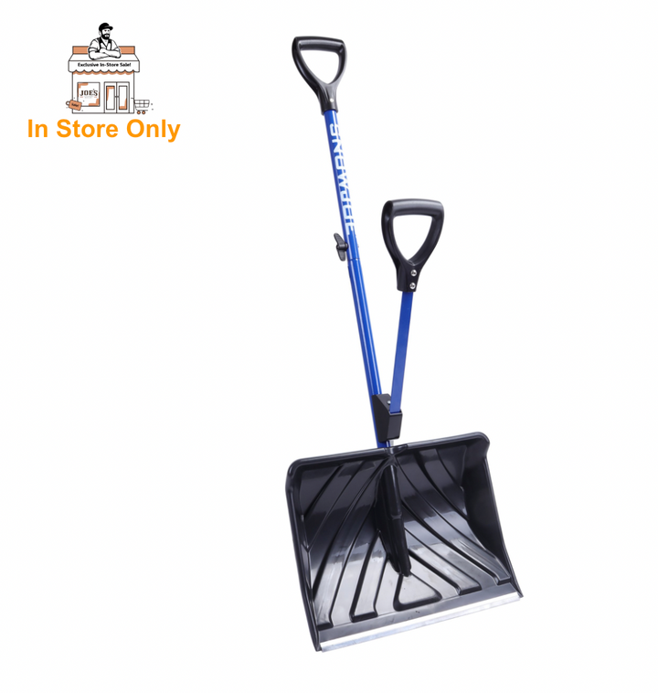 Restored Snow Joe Shovelution SJ-SHLV01 | In-Store Exclusive | 18-in Strain-Reducing Snow Shovel w/ Spring Assisted Handle, Blue (Refurbished)