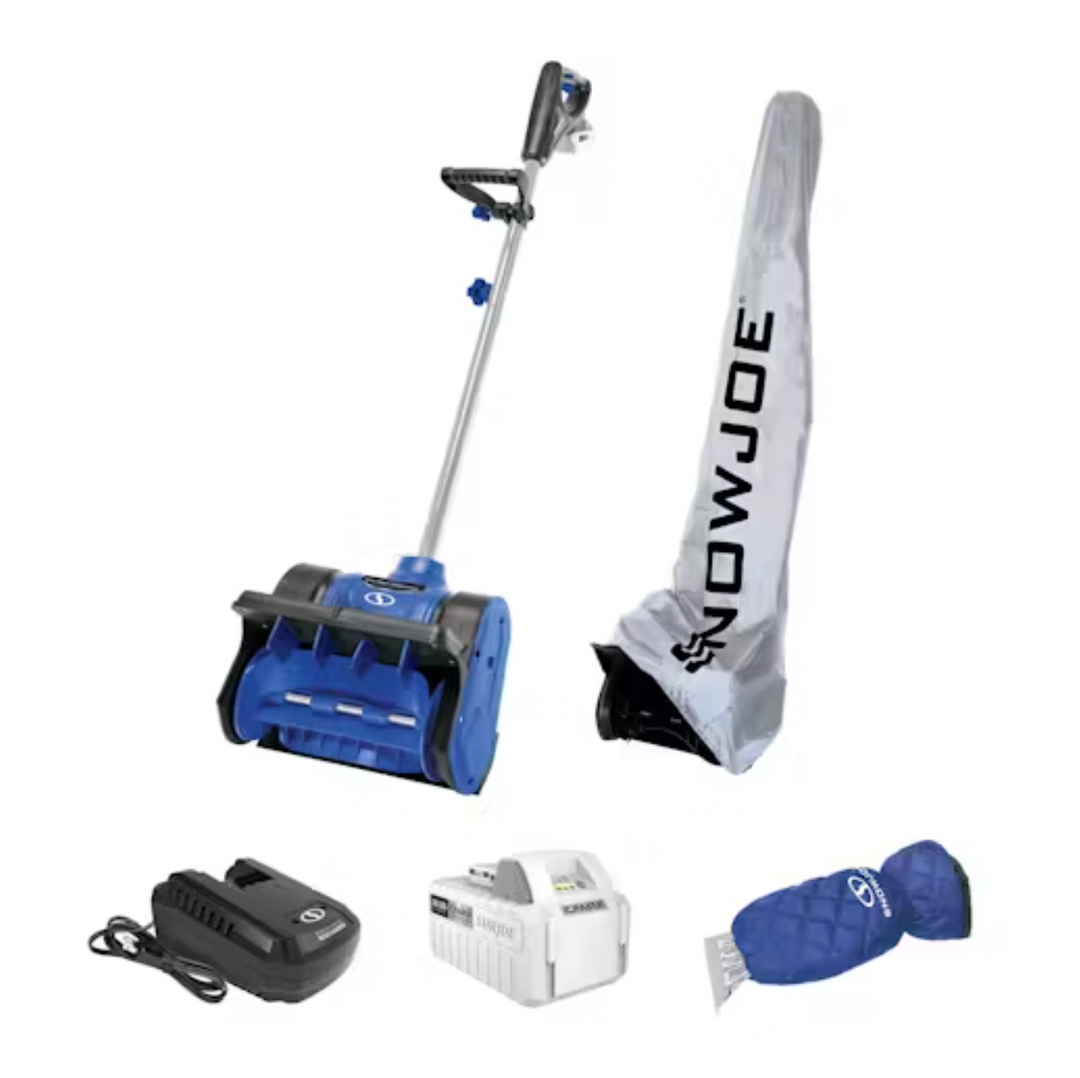 Restored Snow Joe 24V-SS12-BDL | 24-Volt* IONMAX Cordless Snow Shovel Bundle | W/ 4.0-Ah Battery, Charger, Cover, and Ice Scraper Glove (Refurbished)
