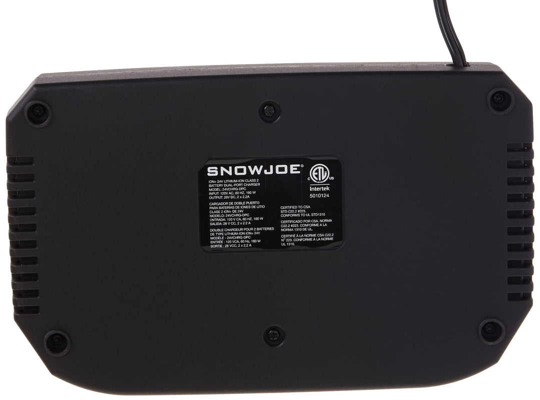 Restored Snow Joe 24VCHRG-DPC | 24V IONMAX Dual Port Quick Charge Docking Station| Certified Authentic (Refurbished)