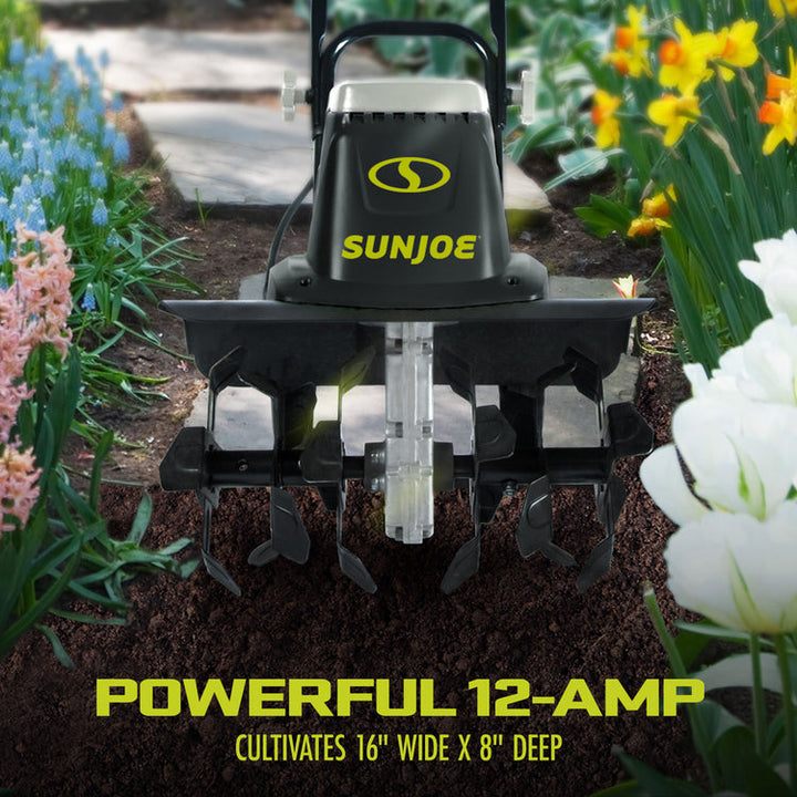 Restored Sun Joe TJ603E | 16-Inch 12-Amp Electric Tiller and Cultivator (Refurbished)
