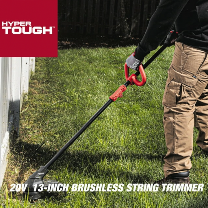 Restored Scratch and Dent Hyper Tough Brushless String Trimmer | Battery Powered | 20V Max | 13" | 4.0Ah | Rapid Reload Trimmer Head | HT22-401-03-02 (Refurbished)