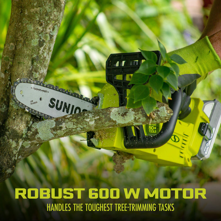 Restored Sun Joe 24V-10CS-GRN | 24V Cordless Self-Oiling Chain Saw Kit | 10in | Tool-Less Bar/Chain Tension |  4.0-Ah Battery + Charger (Refurbished)