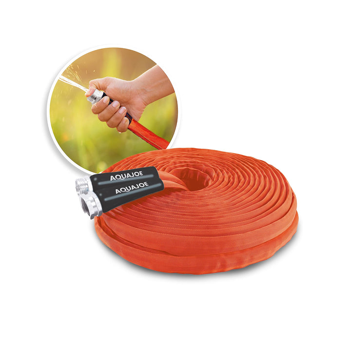 Restored Aqua Joe AJFJH75-34-CTR Kink-Free Contractor Grade FiberJacket Garden Hose, 3/4-in Max. Water Flow, 650-PSI Burst Rating, BPA/Phthalate, 75Ft, Orange (Refurbished)