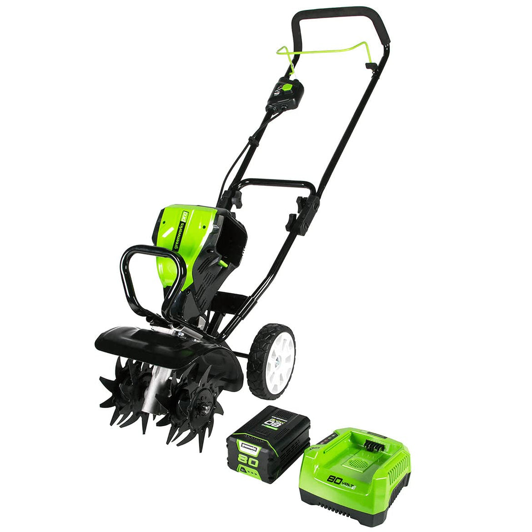 Restored Greenworks TL80L00 | Pro 80V 10 in Cultivator | W/ 2Ah Battery & Charger (Refurbished)