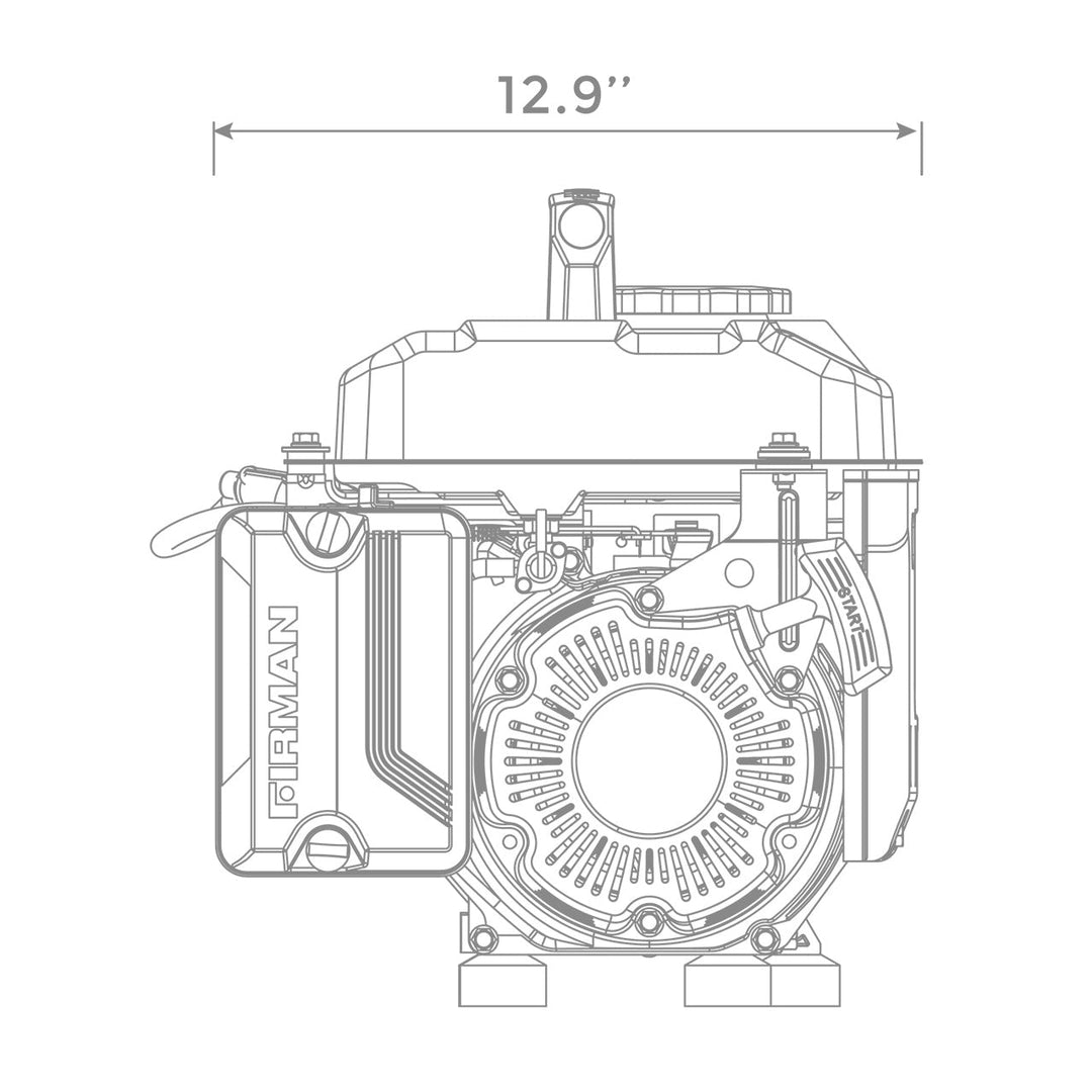 Restored Firman P01001 Gas Portable Generator | 1300/1050 Watt | 80cc Engine | Recoil Start |  9–10 Hour Run Time | Generator Only (Refurbished)