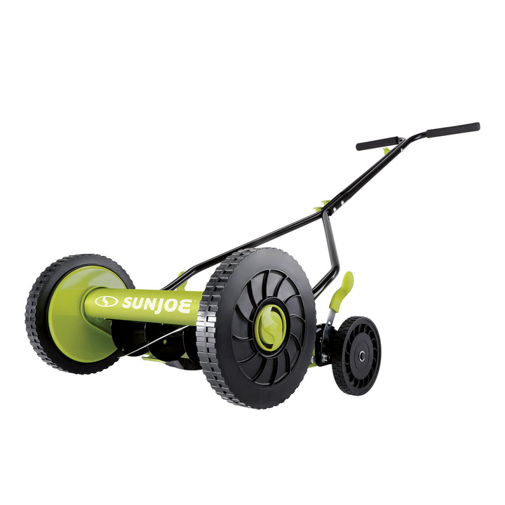 Restored Sun Joe MJ503M | 14in Quad Wheel Reel Mower | 9-Position | Some Cosmetic Wear (Refurbished)