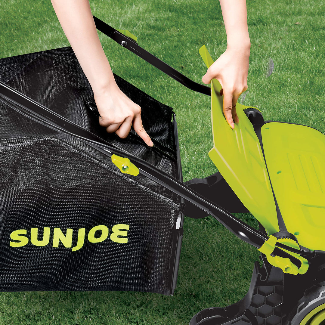 Restored Sun Joe AJ805E Electric Dethatcher & Scarifier | 15in. | 13-Amp | 5 Height Adjustments | Removable 13.2-Gal Collection Bag (Refurbished)