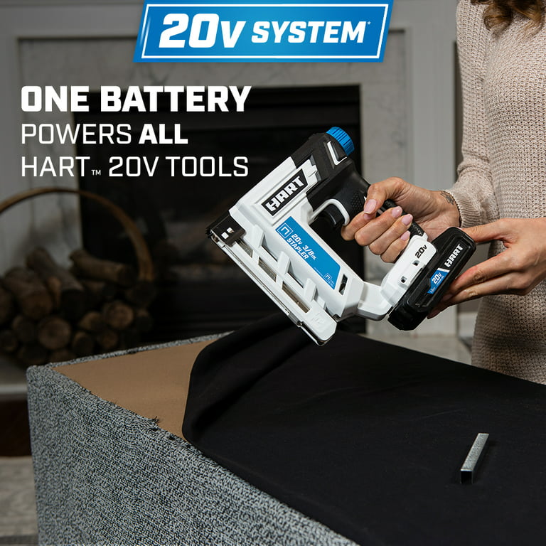 Restored HART 20-Volt 3/8 Inch Crown Staple Gun Kit (1) 20-Volt 1.5Ah Lithium-Ion Battery (Refurbished)