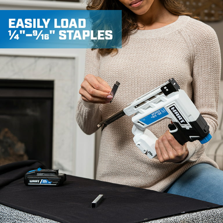 Restored HART 20-Volt 3/8 Inch Crown Staple Gun Kit (1) 20-Volt 1.5Ah Lithium-Ion Battery (Refurbished)