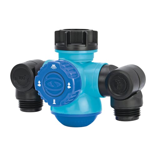 Restored Aqua Joe SJI-MFGA2 Multi-Function Outdoor Faucet and Dual Garden Hose Tap Connecter (Refurbished)