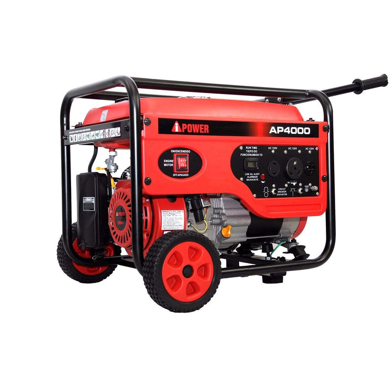 Restored Scratch and Dent A-iPower AP4000 4,000-Watt Gasoline Powered Manual Start Generator, 4000 Watt, red (Refurbished)
