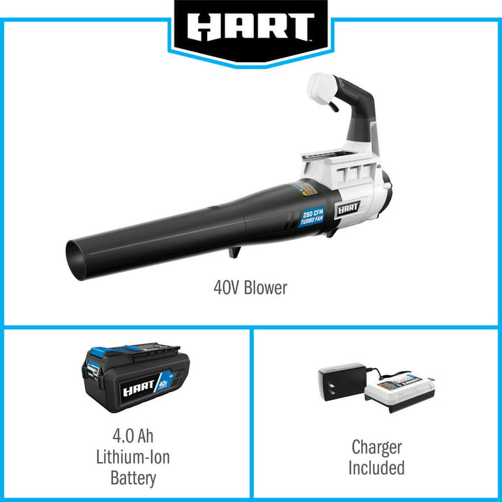 Restored HART 40-Volt Cordless Turbo Fan Blower Kit, (1) 4.0Ah Lithium-Ion Battery (Refurbished)