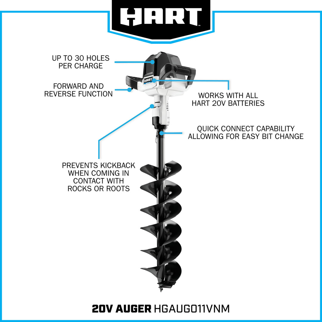 Restored Scratch and Dent HART 20-Volt Brushless 6-Inch Earth Auger (1) 4.0Ah Lithium-Ion Battery (Refurbished)