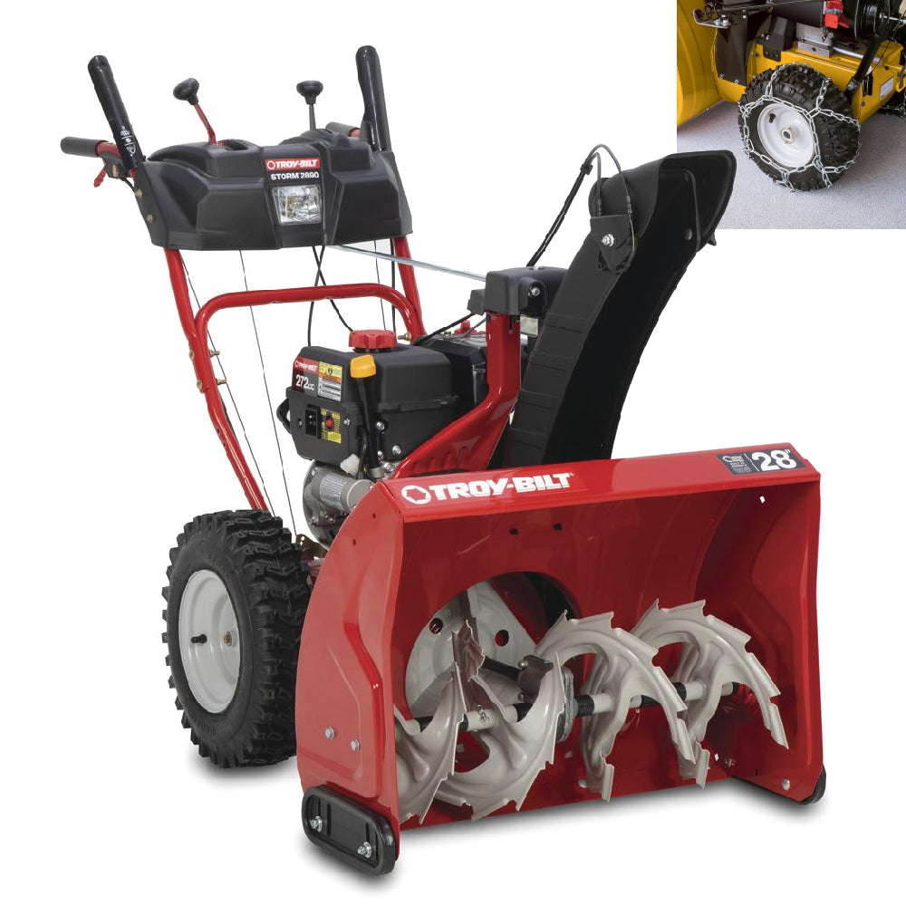 Troy-Bilt Storm 2890 | 28-Inch Two-Stage Gas Snow Thrower | 272cc | Electric Start | Includes Snow Tire Chains