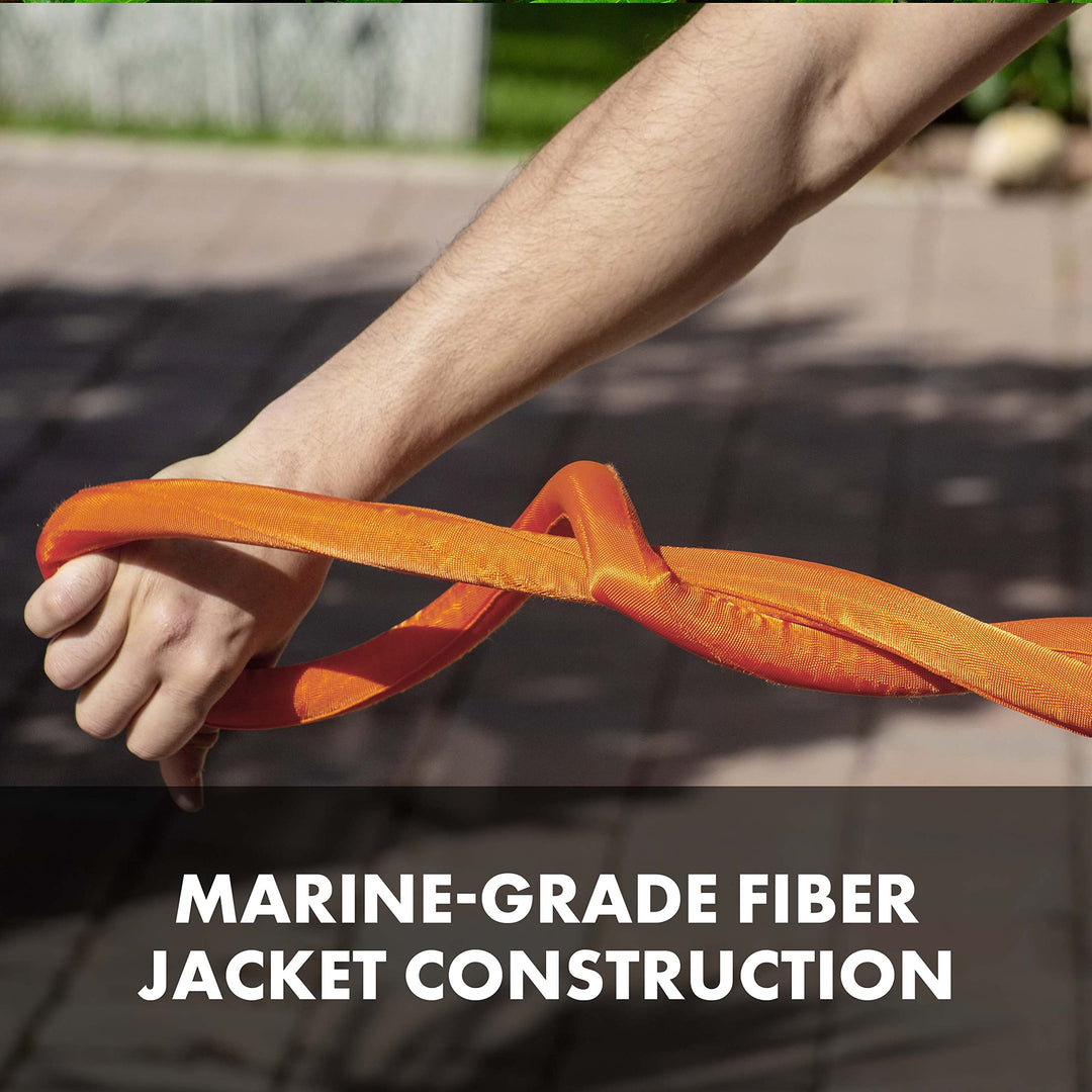 Restored Aqua Joe AJFJH75-34-CTR Kink-Free Contractor Grade FiberJacket Garden Hose, 3/4-in Max. Water Flow, 650-PSI Burst Rating, BPA/Phthalate, 75Ft, Orange (Refurbished)