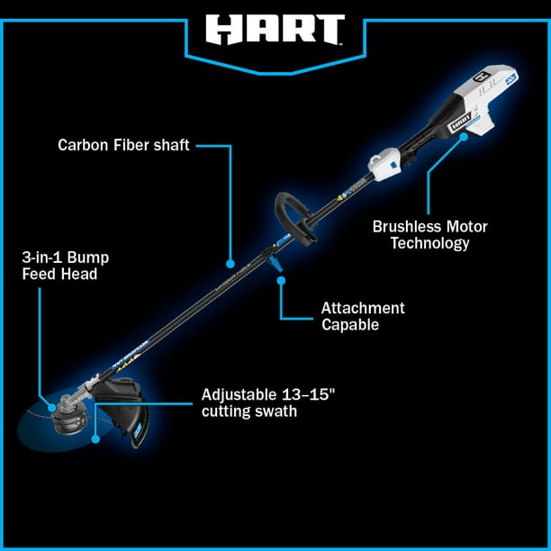 (Restored) HART 40-Volt Cordless 15-inch SUPERCHARGE Brushless Carbon Fiber Attachment Capable String Trimmer (1) 4.0 Lithium-Ion Battery (Refurbished)