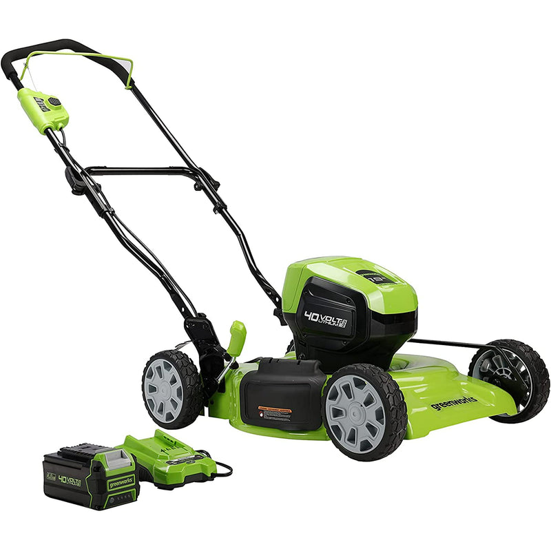 Restored Scratch and Dent Greenworks 40V 19-inch Brushless Walk-Behind Lawn Mower W/ 4.0 Ah Battery and Charger, 2524902AZ (Refurbished)