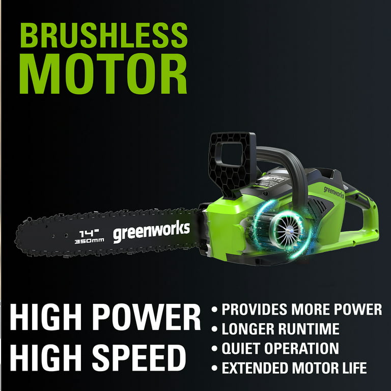 Restored Greenworks 40V 14-inch Brushless Chainsaw with 2.5 Ah Battery and Charger, 2012802 (Refurbished)