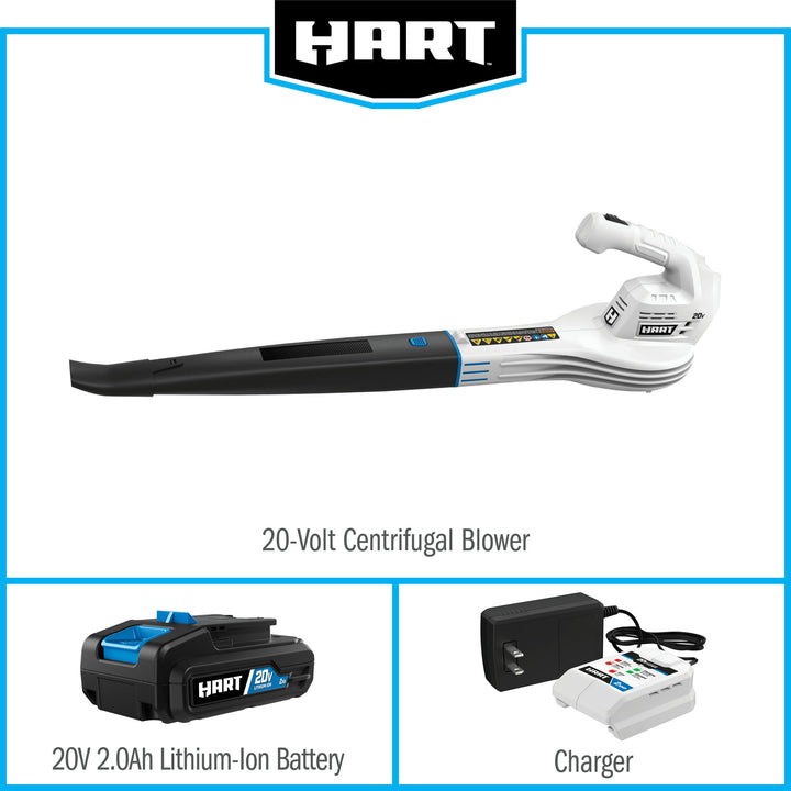 Restored HART 20-Volt Cordless 90 CFM Centrifugal Blower, (1) 2.0 Ah Lithium-Ion Battery (Refurbished)