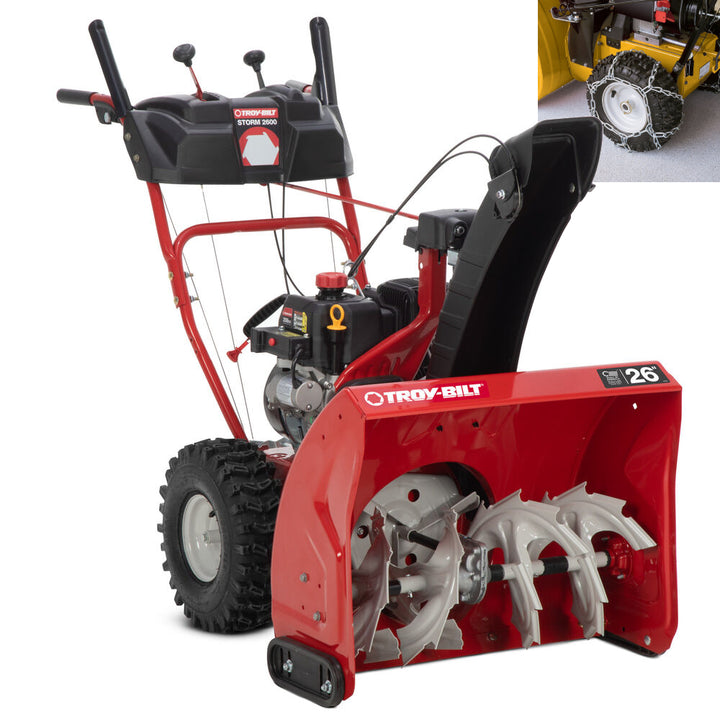 Troy-Bilt Storm 2600 26 in. 208 cc Two- Stage Gas Snow Blower with Electric Start Self Propelled and Snow Tire Chains
