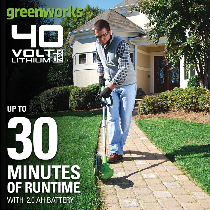 Restored Scratch and Dent Greenworks 40V 13" Cordless String Trimmer / Edger, 2.0Ah Battery and Charger Included (Refurbished)