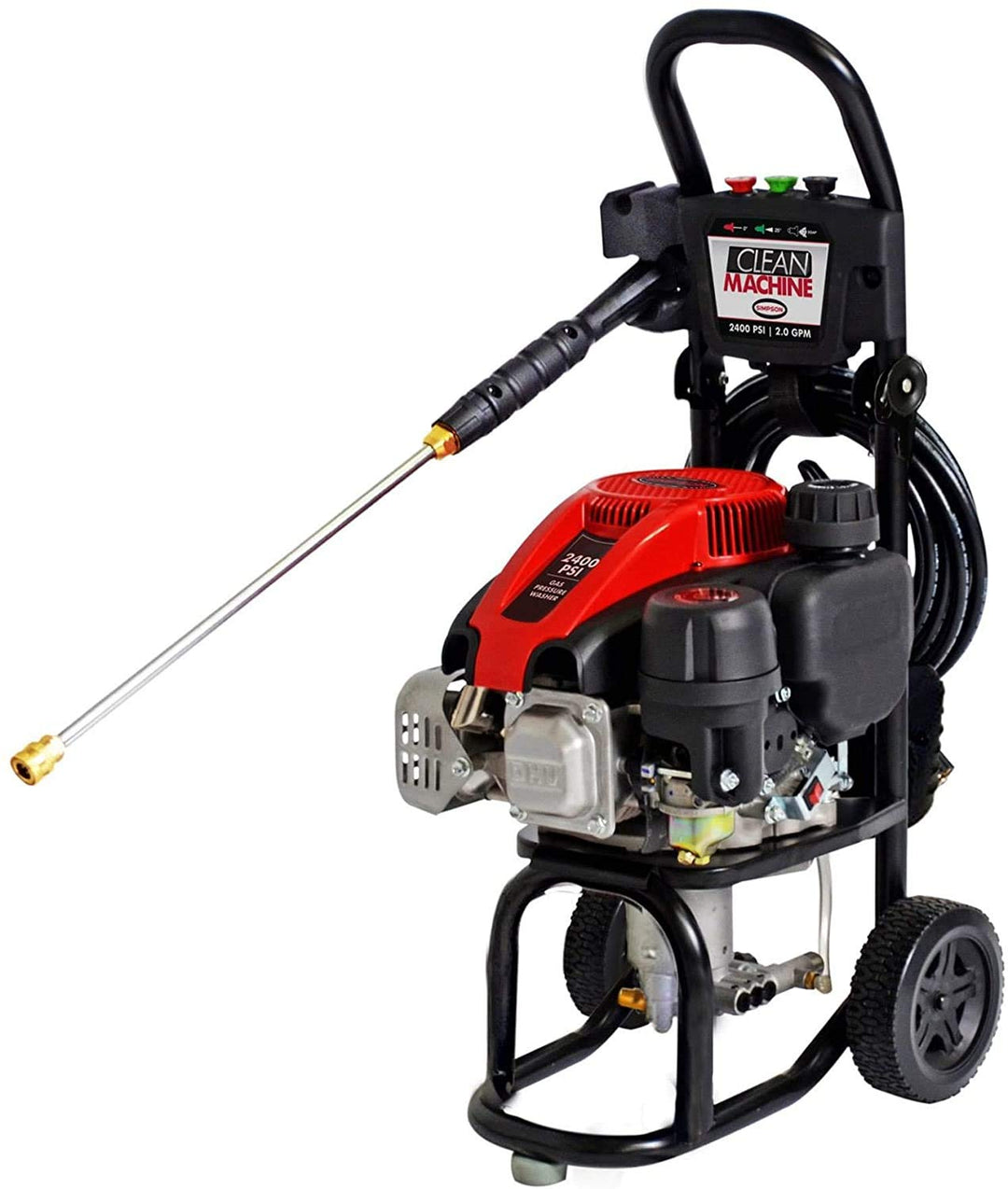 SIMPSON Cleaning CM60912 Clean Machine 2400 PSI Gas Pressure Washer, 2.0 GPM, Simpson Engine, Includes Spray Gun and Wand, 3 QC Nozzle Tips, 1/4-in. x 25-ft. Santoprene Hose [Local Pickup Only]