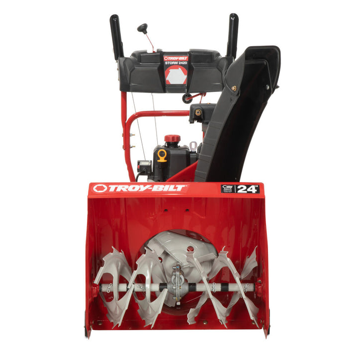 Restored Troy-Bilt Storm 2420 Two- Stage Gas Snow Blower | 24 in. | 208 cc | Electric Start | Self Propelled | Include Snow Tire Chains (Refurbished)