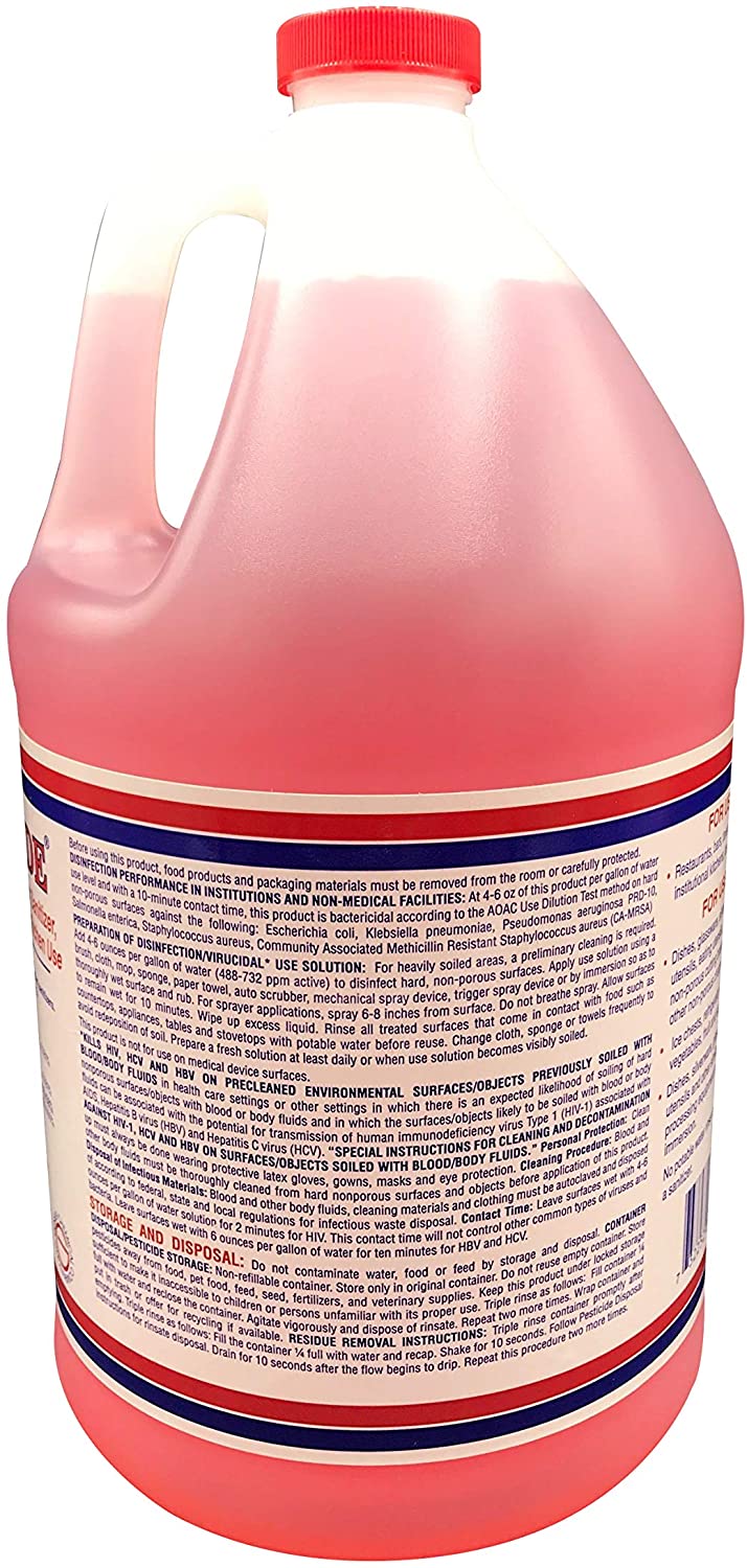 Glissen Chemical 300048 EPA Registered 1 Purpose Cleaner Concentrate, Makes 32 Gallons of Disinfectant/Detergent/Food-Contact Sanitizer/Virucide, Pink