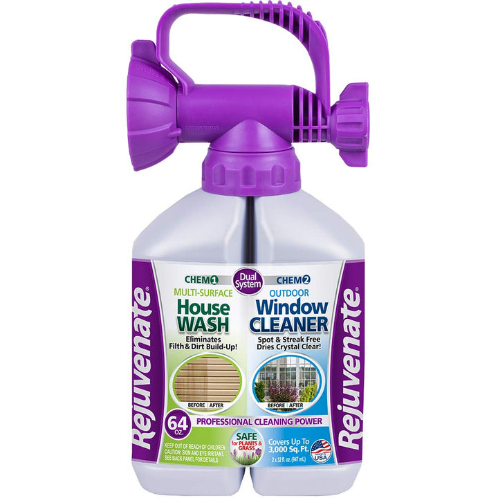 Rejuvenate Dual System Outdoor Window Cleaner & House Siding Cleaner with Hose-End Attachment