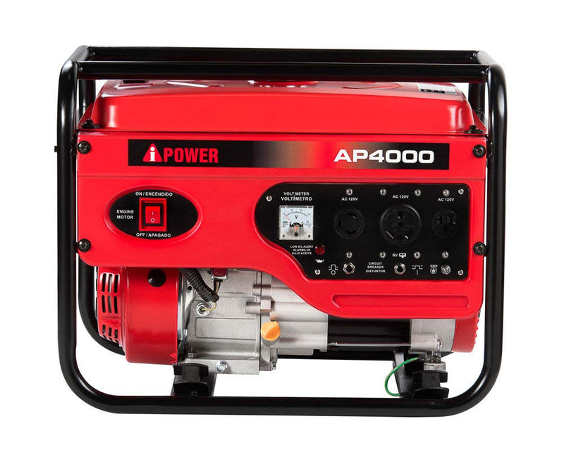 Restored Scratch and Dent A-iPower AP4000 4,000-Watt Gasoline Powered Manual Start Generator, 4000 Watt, red (Refurbished)