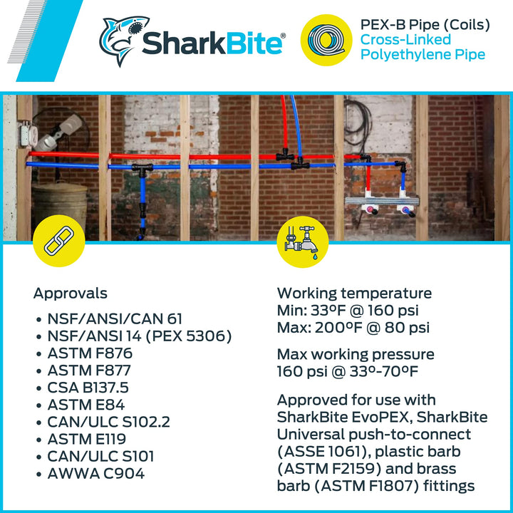 2 Pack - SharkBite U860B100 PEX Pipe Tubing 1/2 Inch, Blue, Flexible Water Tub, 100 Feet