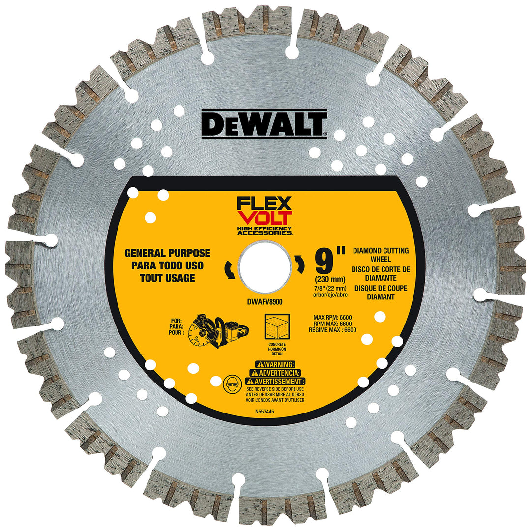 DEWALT DWAFV8900 Flexvolt 9 in. Diamond Concrete Cutting Cut-Off Saw Blade