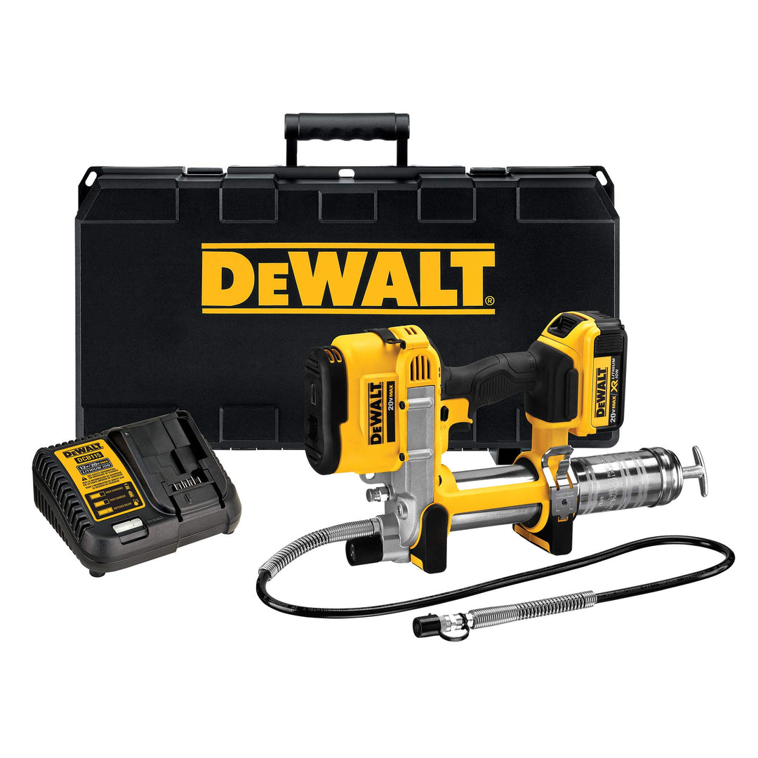 DEWALT 20V MAX Grease Gun Kit, Cordless, 42 Long Hose, 10,000 PSI, Variable Speed Triggers, Battery and Charger Included (DCGG571M1)