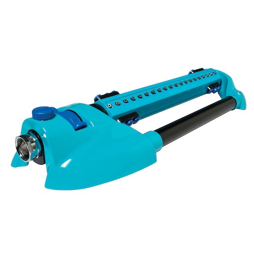 Restored Scratch and Dent Aqua Joe AJ-OMS20-BRS 4973 Sq Ft Variable-Width Turbo Oscillating Sprinkler, 6 Switchable Spray Nozzles (Refurbished)