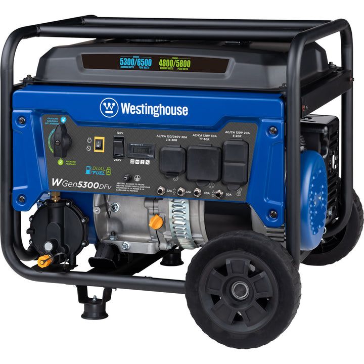 Restored Westinghouse WGen5300DFv Dual Fuel Portable Generator with Volt Switch Selector (Refurbished)