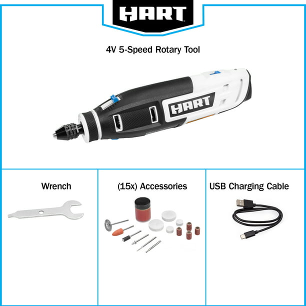 Restored Scratch and Dent HART 4-Volt Rotary Tool Kit with Accessories (Refurbished)