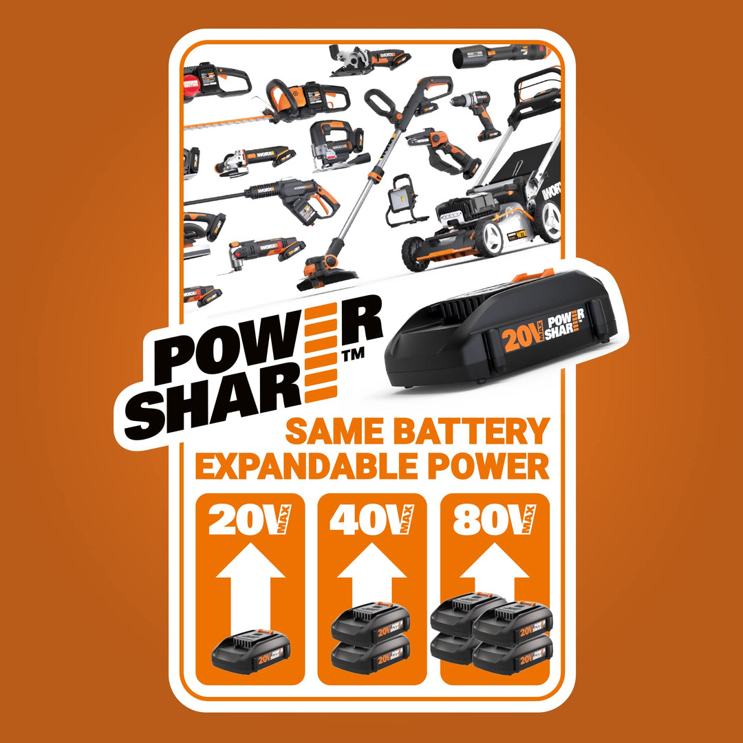Restored Worx 20V Turbine Cordless Two-Speed Leaf Blower Power Share (Tool Only) - WG547.9 (Refurbished)
