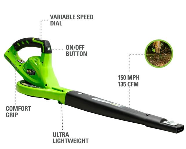 Restored Greenworks 40V 135 CFM Cordless Leaf Blower/Sweeper, Battery Not Included, 24282 (Refurbished)